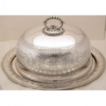 vintage victorian silver plate meat dome and platter