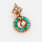 antique 1870s turquoise pearl 14k pendant