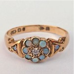 antique 19th century 18k opal diamond ring