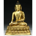 antique 19th century chinese gilt brass buddha