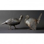 antique 19th century german solid silver turkeys