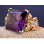 antique art deco 18 diamond and amethyst ring