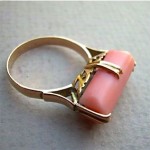 antique art deco chinese angel skin coral ring