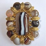 antique banded agate brooch