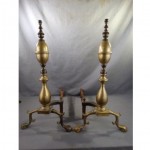 antique federal puritan brass fireplace andirons