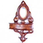 antique folk art pine shaving mirror