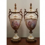 antique french handpainted porcelain urns