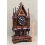 antique hand carved wood cathedral clock