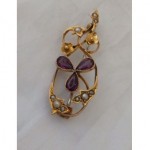 victorian art nouveau amethyst and seed pearl brooch