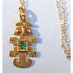 vintage 18k emerald aztec pendant necklace