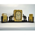 vintage 1930s art deco elephant mantel clock set