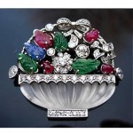 vintage 1930s platinum precious stone diamond brooch