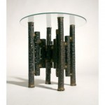 vintage 1970s brutalist metal table