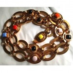 vintage 1987 chanel gripoix glass square open link necklace