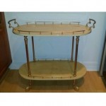 vintage aldo tura goat skin tea cart