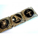 vintage art deco filigree egyptian panel bracelet