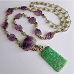 vintage art deco walter lampl carved jade amethyst necklace