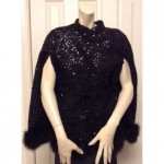 vintage belted sequin cape coat