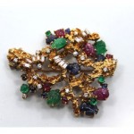 vintage cartier 18k jeweled brooch