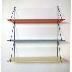 vintage danish modern string wall ladder shelf