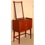 vintage danish modern teak chest and mirror