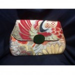 vintage gump's obi silk purse with jade clasp