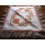 vintage hand embroidered linen tablecloth