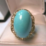 vintage huge natural persian turquoise cocktail ring