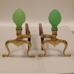 vintage mid-19th century brass andirons