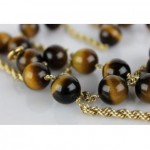 vintage mid-century 14k tiger eye rope chain necklace