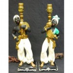 vintage mid-century blackamoor figural table lamps