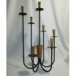 vintage mid-century iron and brass candelabra