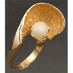 vintage modernist 14k angel skin coral bypass ring