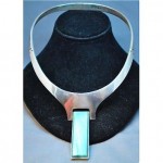 vintage modernist mexican silver and jade choker