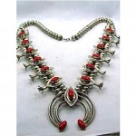 vintage navajo coral squash blossom necklace