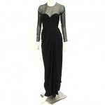 vintage oscar de la renta ruched chiffon and wool evening gown