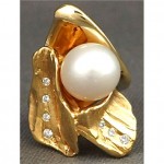 vintage susan helmich 18k south sea pearl diamond ring