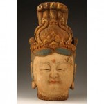 vintage wood carved buddha head