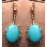 antique 14k turquoise dangle earrings