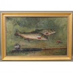 antique 19th century edward a page trout oil painting