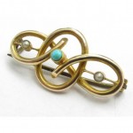 antique art nouveau turquoise and seed pearl brooch