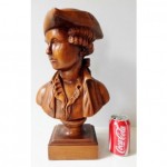 antique carved fruitwood bust