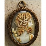 antique carved shell cameo pendant brooch