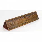 antique copper bank teller next window sign