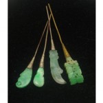 antique lot of chinese jade hair pin ornaments