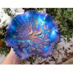 antique northwood carnival glass peacock bowl