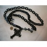 antique whitby jet or vulcanite crucifix and chain