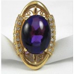 vintage 14k amethyst and diamond ring