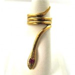 vintage 14k ruby head snake ring