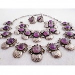 vintage 1930s repousse amethyst mexican sterling set